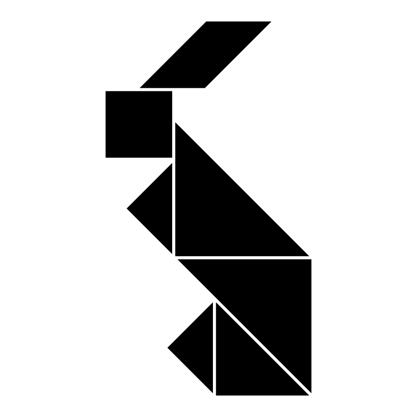 Conejo sentado Tangram Solución