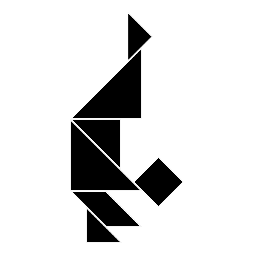 Hombre haciendo el pino Tangram Solución
