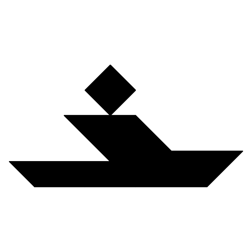 Hombre Remando en Barca Tangram