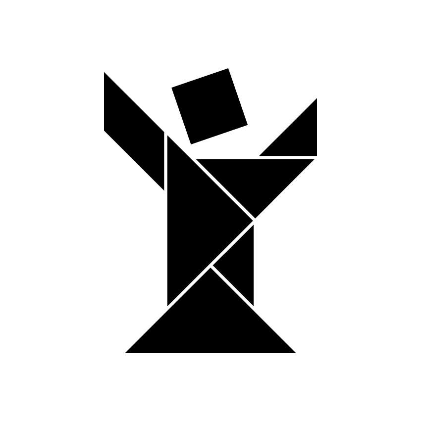 Persona con los brazos levantados Tangram Solución